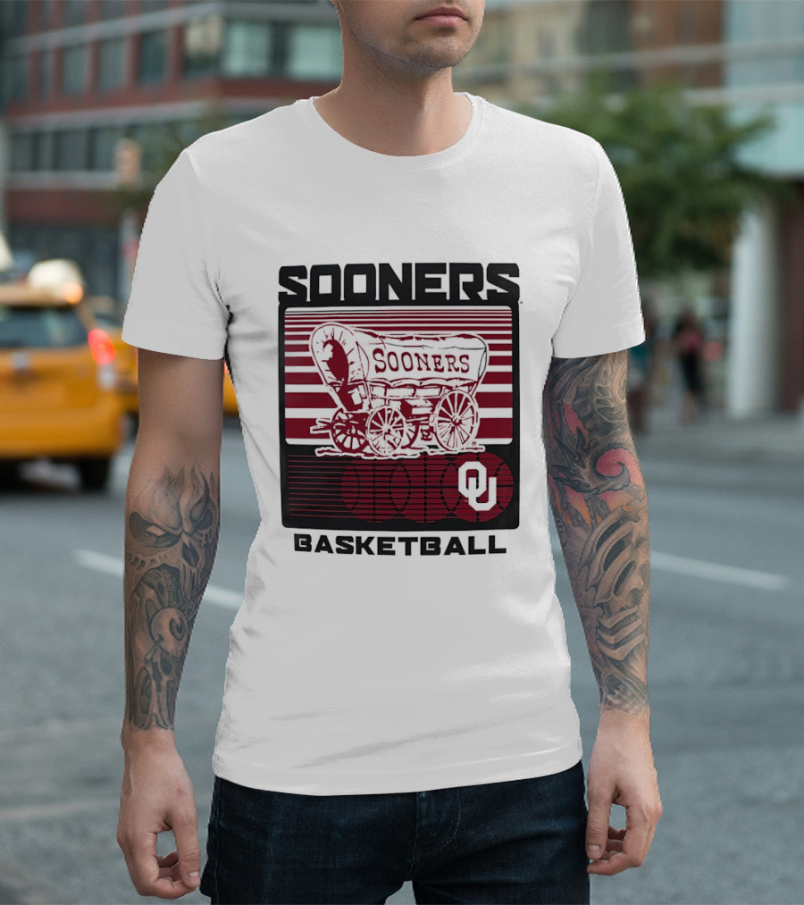 Sooners Basketball 1800s Wagon OU Staredown T-Shirt