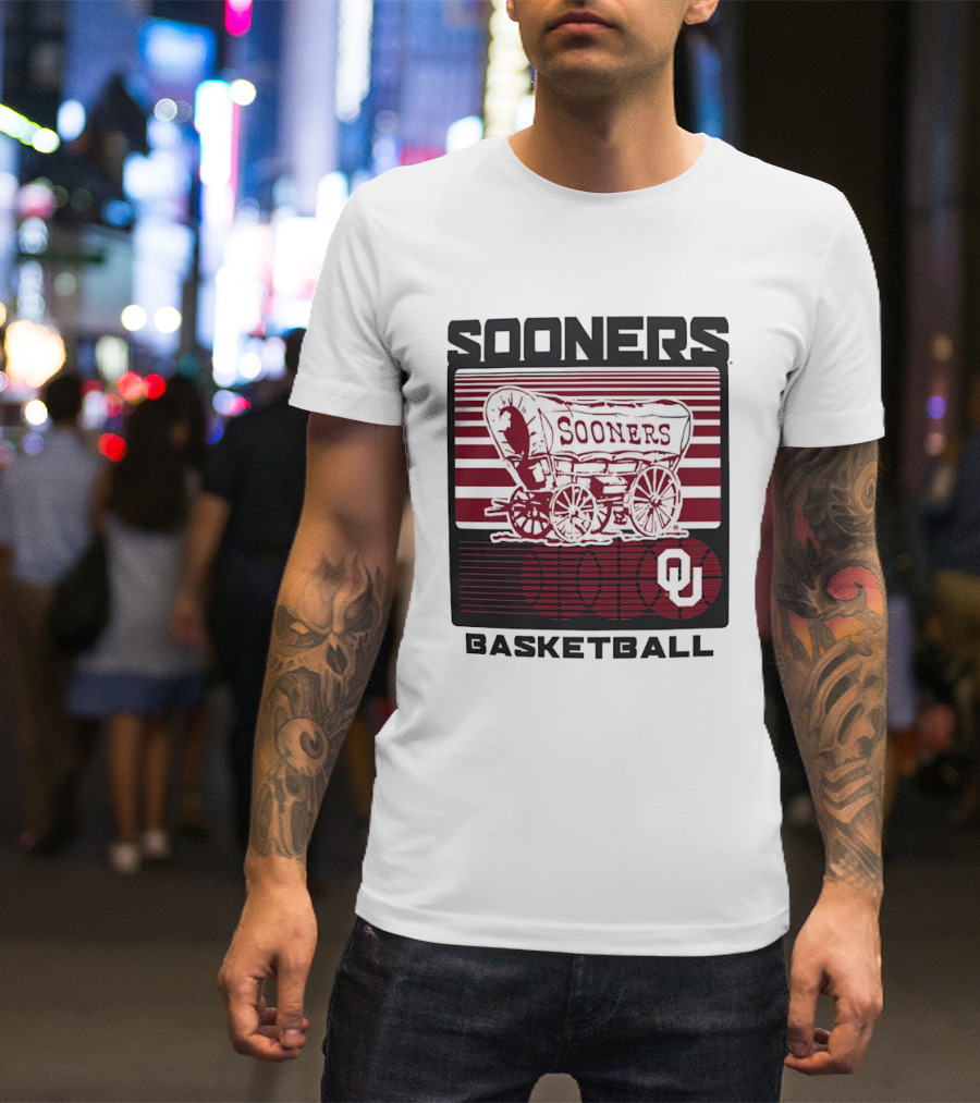 Sooners Basketball 1800s Wagon OU Staredown T-Shirt