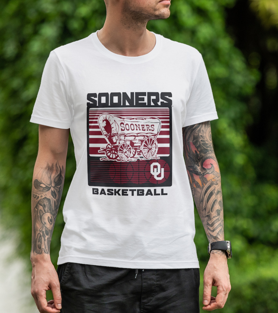 Sooners Basketball 1800s Wagon OU Staredown T-Shirt
