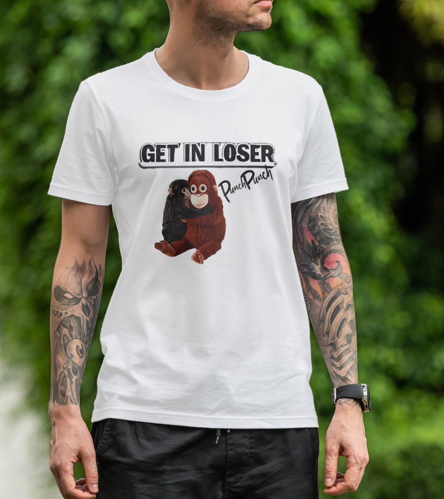 Punch Monkey Get In Loser Funny PopPiPi T-Shirt