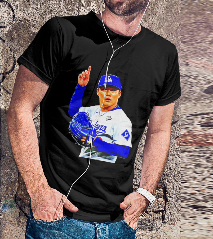 Yoshinobu Yamamoto '26 Los Angeles Dodgers Player Blue Glove T-Shirt
