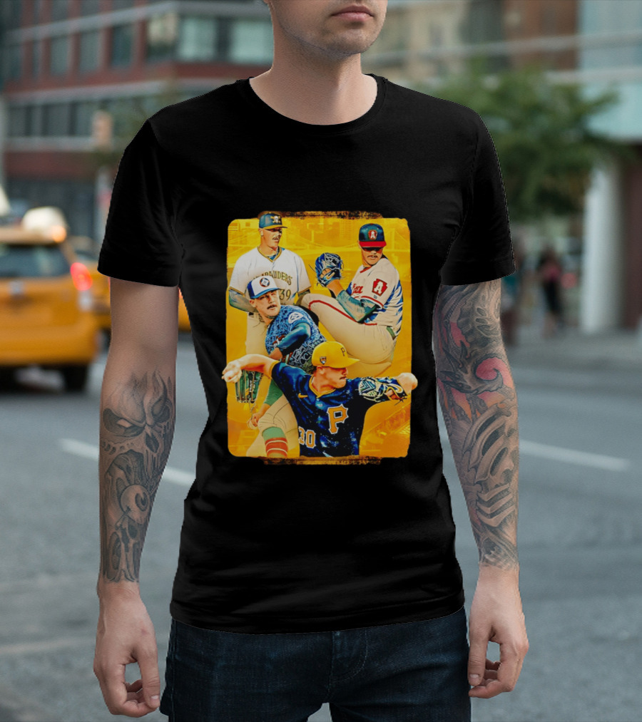 Paul Skenes Pitching Collage Pittsburgh Pirates 2026 T-Shirt