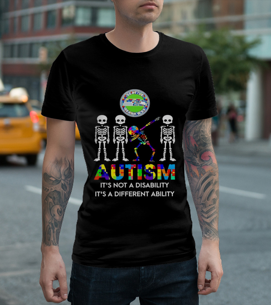 Seattle Seahawks Autism It's Not A Disability It's A Different Ability T-Shirt