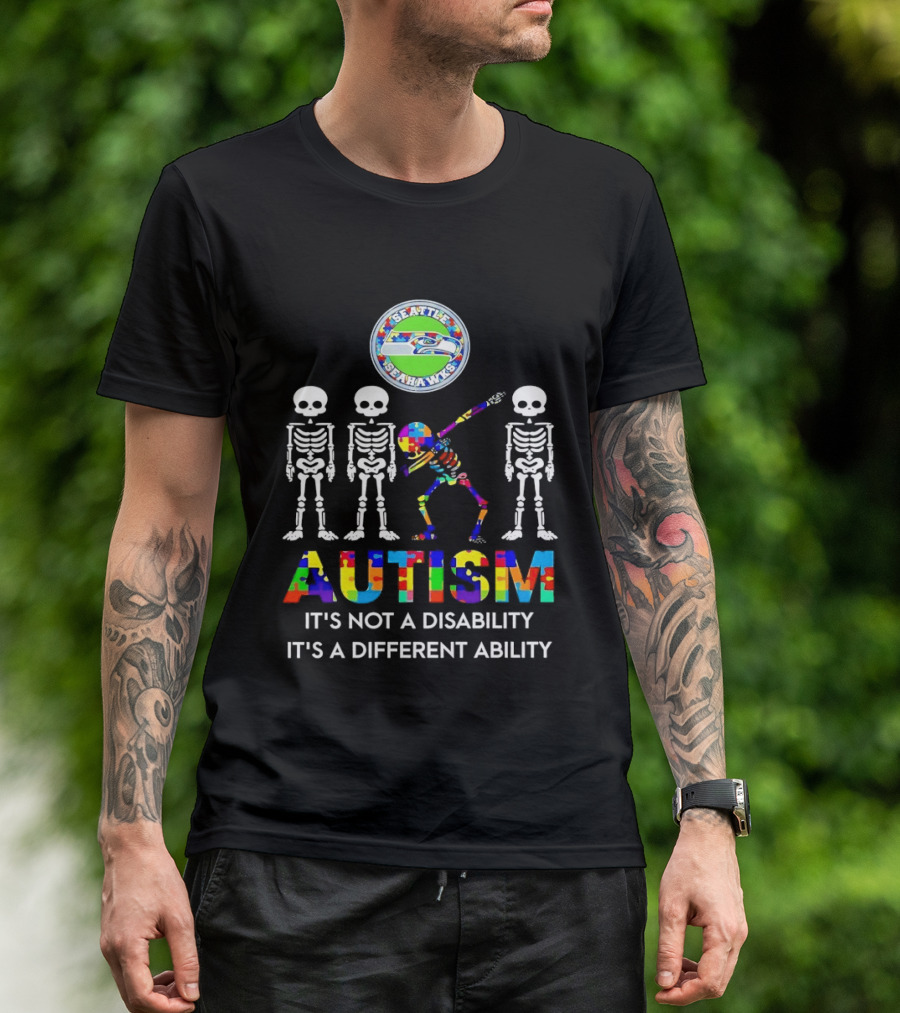 Seattle Seahawks Autism It's Not A Disability It's A Different Ability T-Shirt
