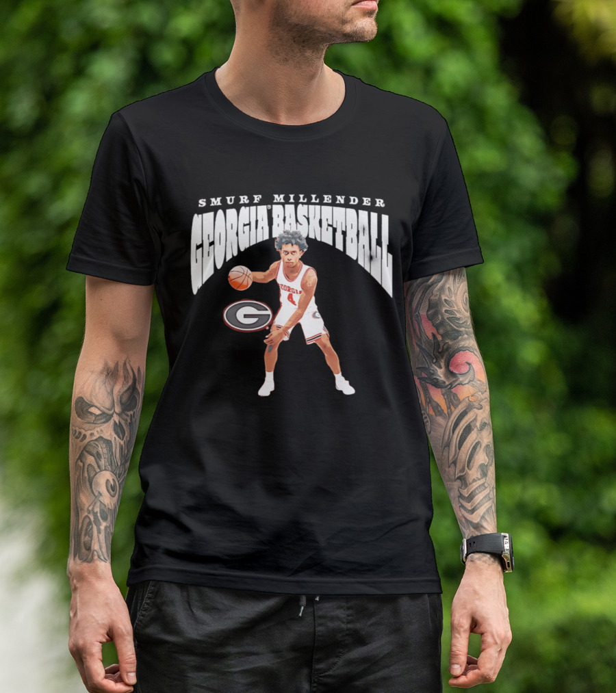 Georgia Bulldogs Smurf Millender Player Collage Basketball Team Merch T-Shirt