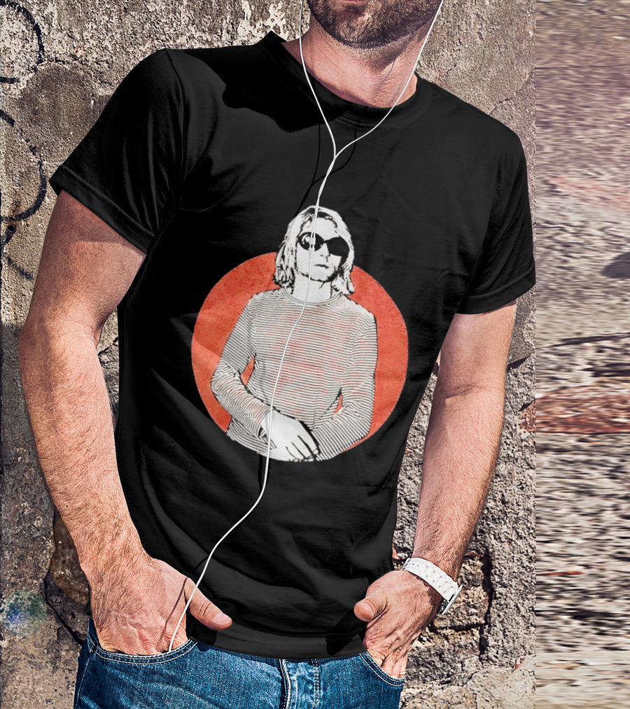 Kurt Cobain Striped Long Sleeve With Sunglasses T-Shirt