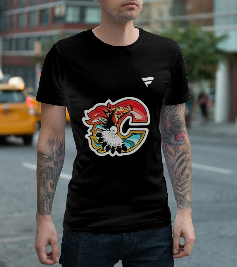 Calgary Flames Hockey Native Tribute C Logo Celebration T-Shirt