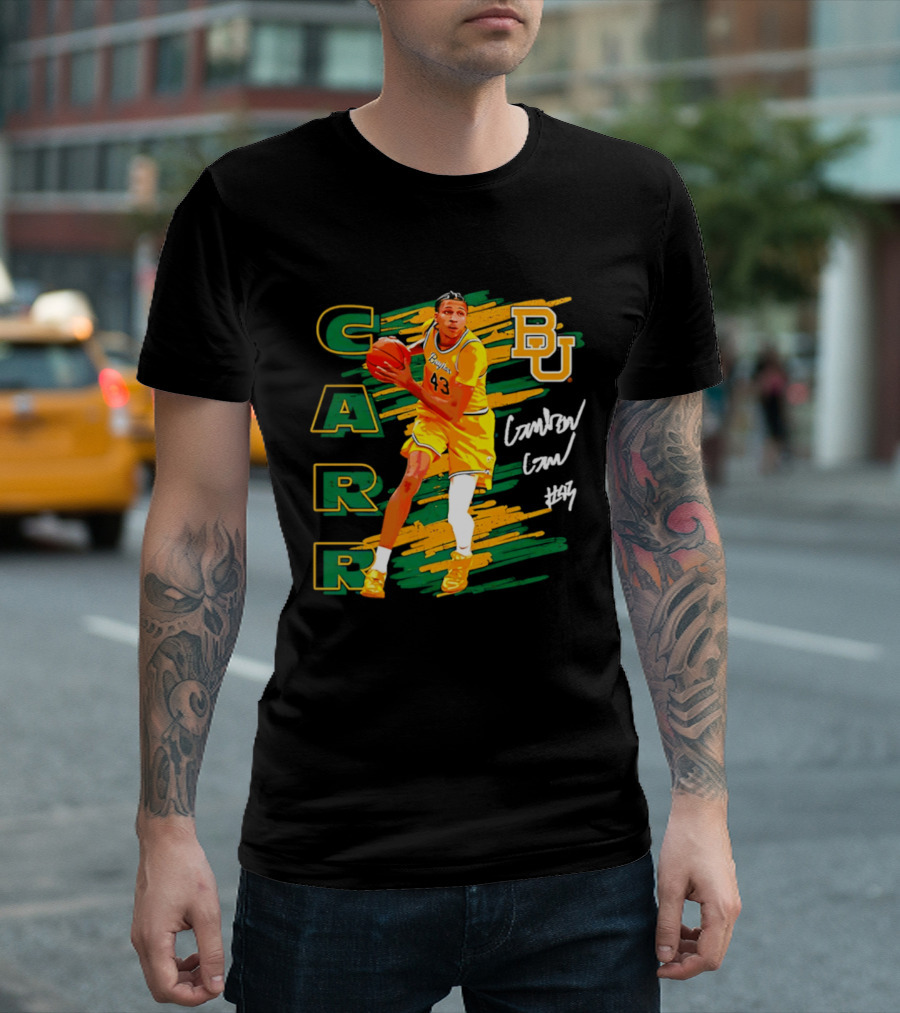 CARR Baylor Basketball Player BU Number 4 Collage T-Shirt