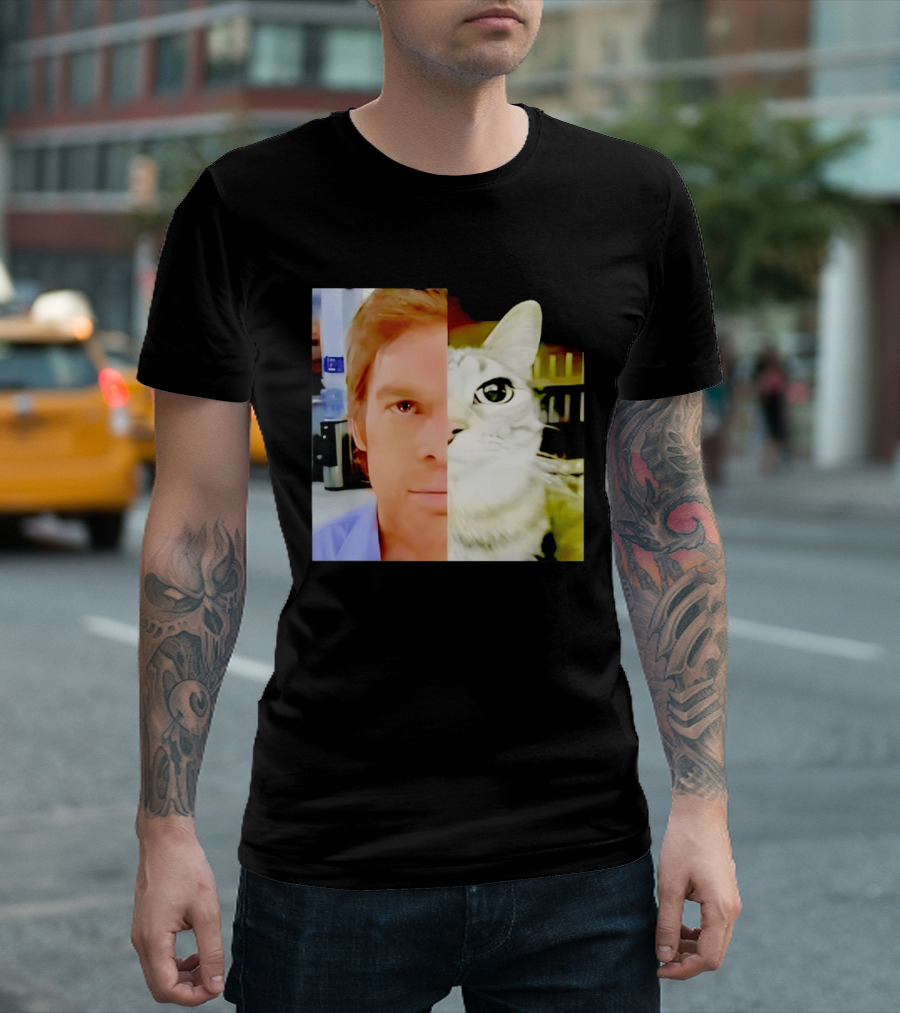 Dexter Morgan Cat Mashup Face Fusion T-Shirt