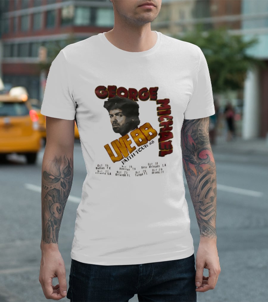 George Michael Live 88 Faith Tour 1988 Wembley Birmingham Glasgow Paris Dortmund Rotterdam T-Shirt