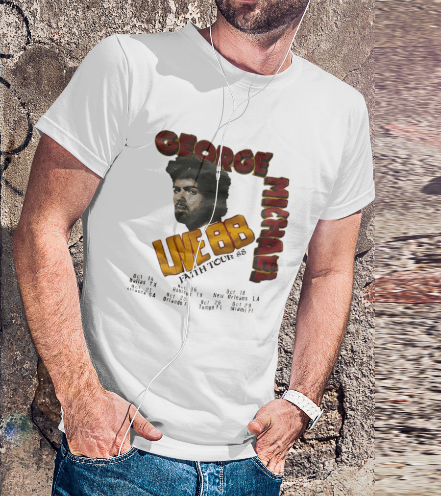George Michael Live 88 Faith Tour 1988 Wembley Birmingham Glasgow Paris Dortmund Rotterdam T-Shirt
