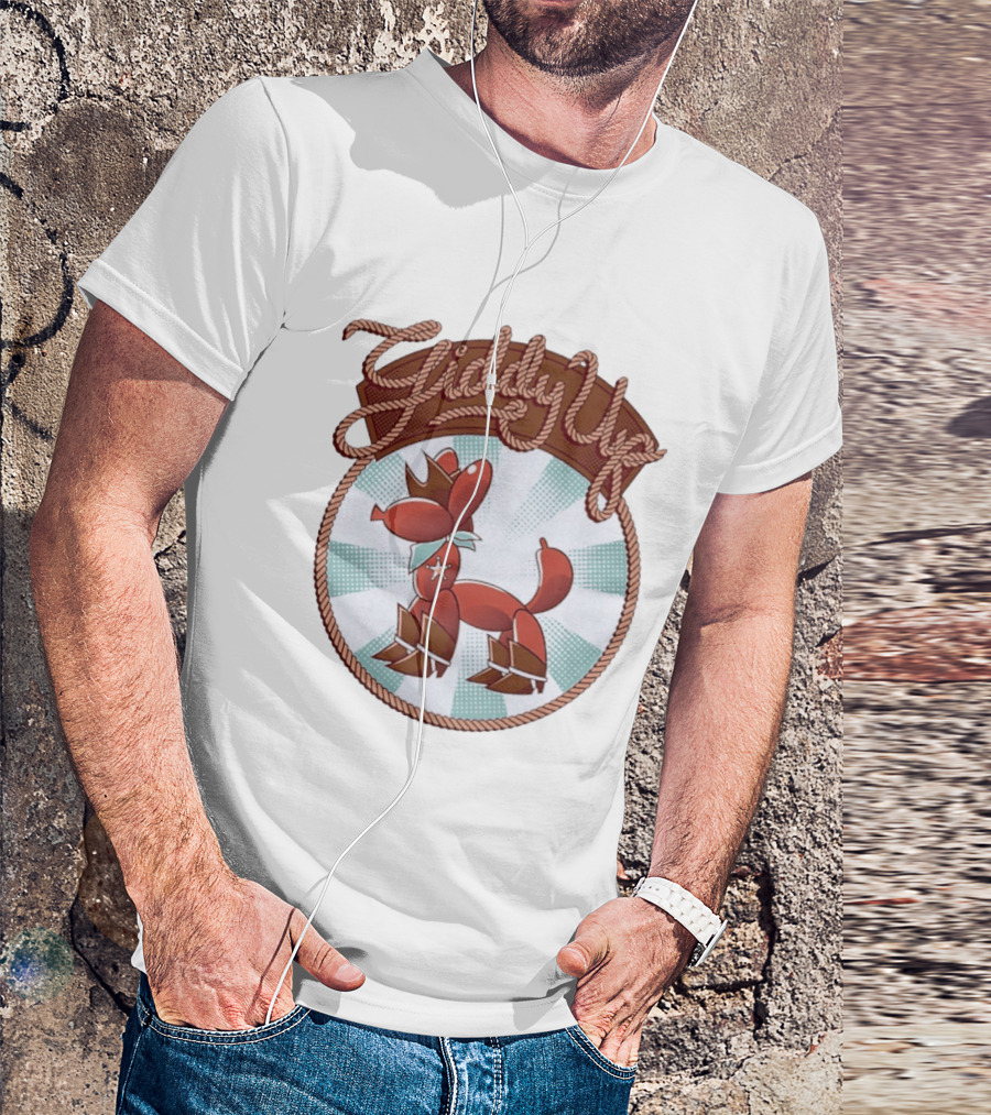 Giddy Up Balloon Horse Rope Circle Star Bandana Spurs T-Shirt