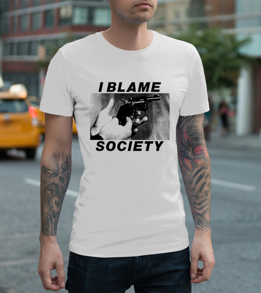 I Blame Society Raised Middle Finger Attitude T-Shirt