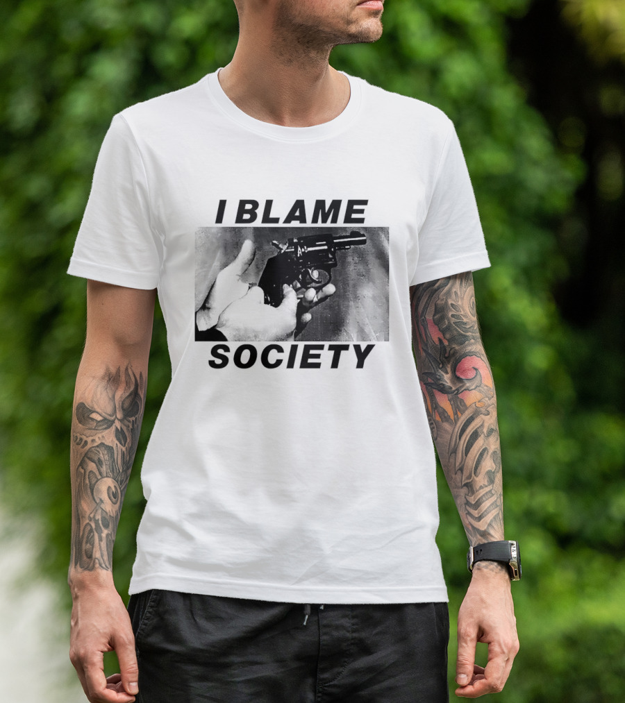 I Blame Society Raised Middle Finger Attitude T-Shirt