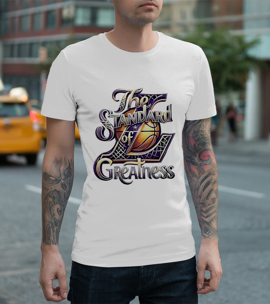 The Standard Of Greatness Gold Basketball Trophy Lakers T-Shirt
