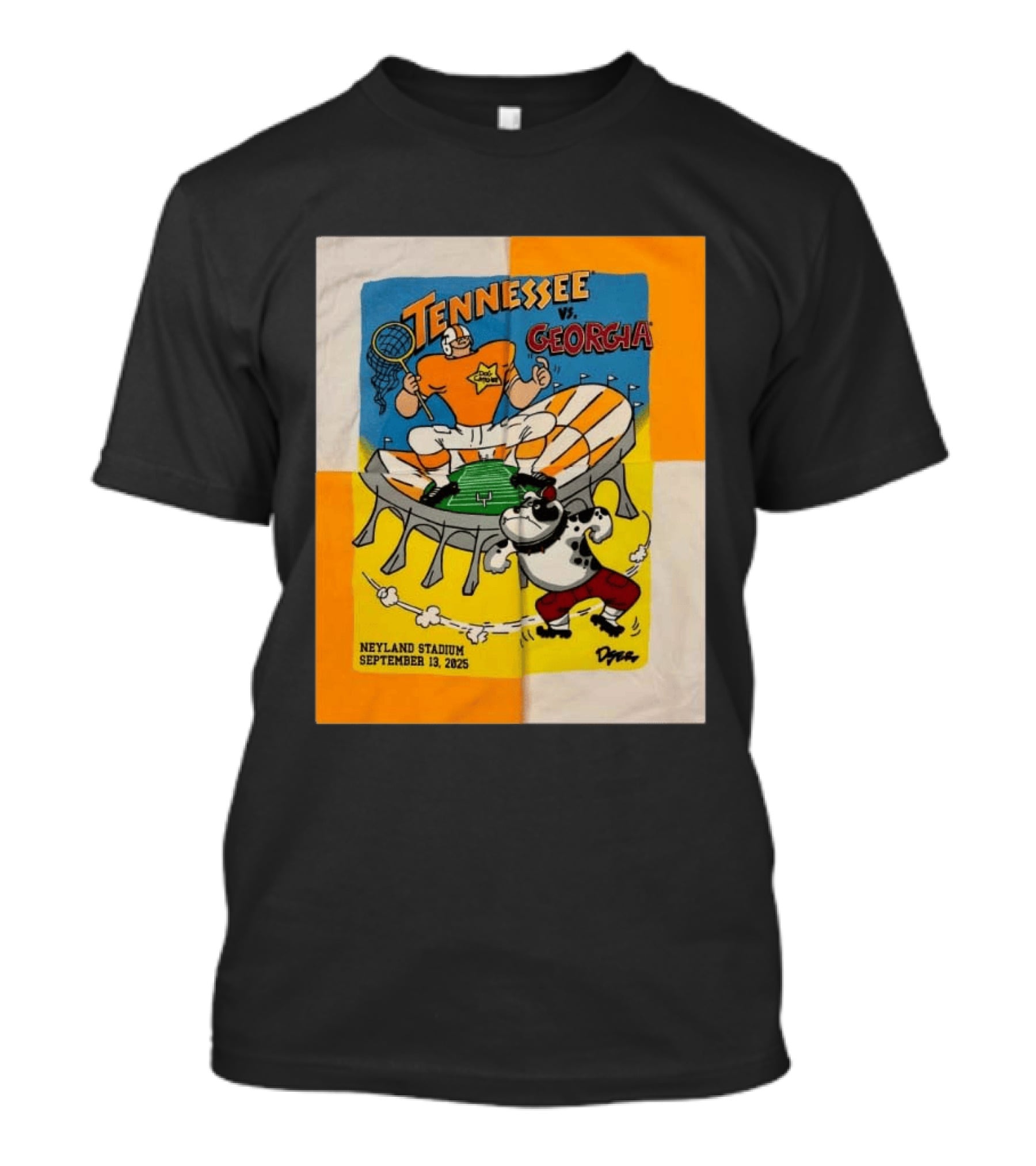 Tennessee Vs Georgia Neyland Stadium September 13 2025 Cartoon Bulldogs Volunteers T-Shirt