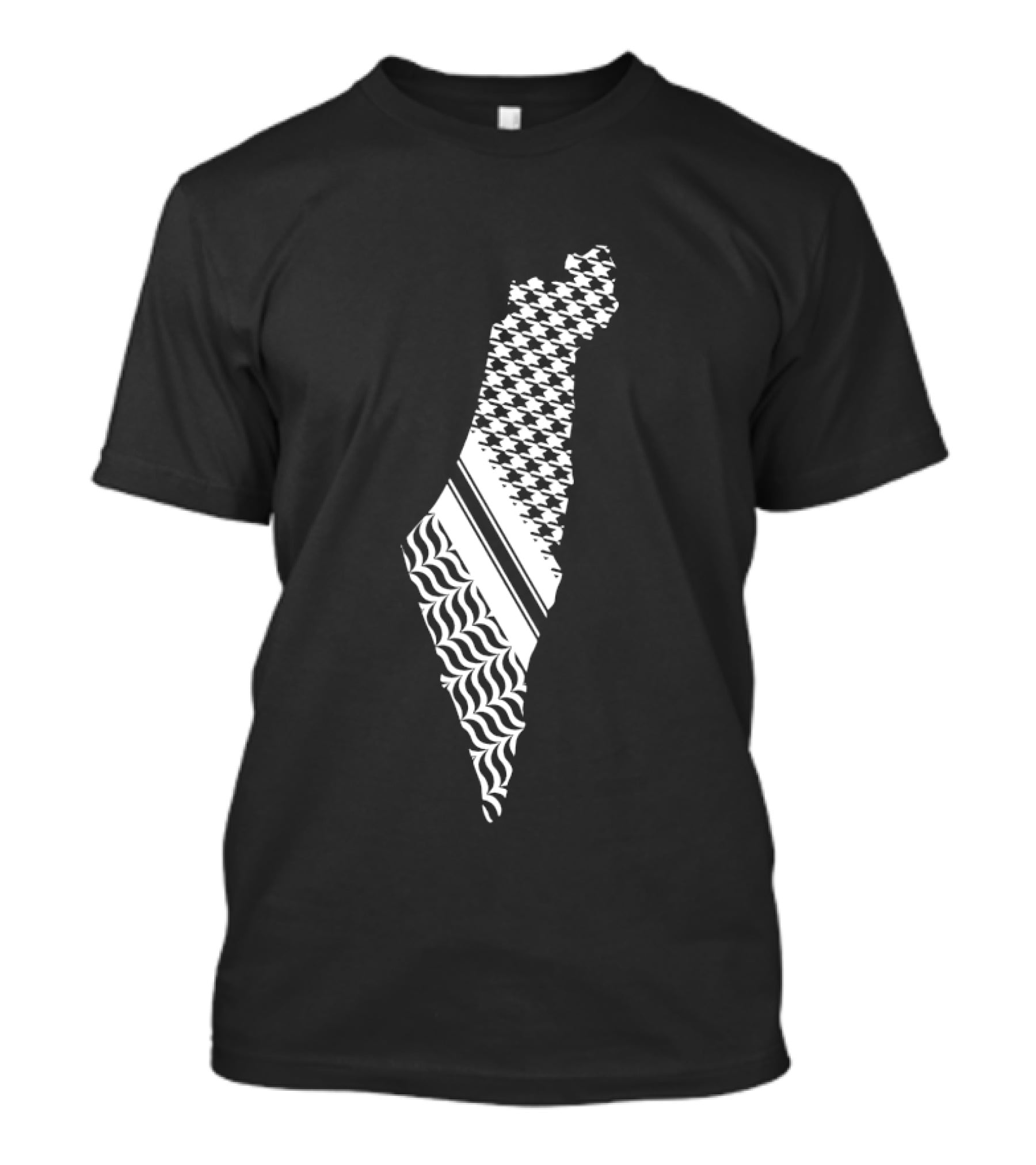 Free Palestine Map With Kufiya And Waves T-Shirt