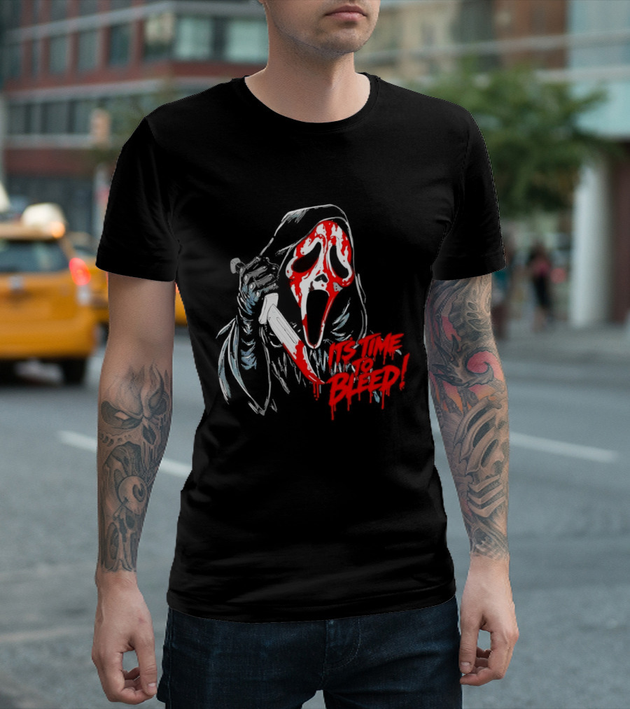 Ghost Face Time To Bleed Horror Iconic Scream Mask T-Shirt