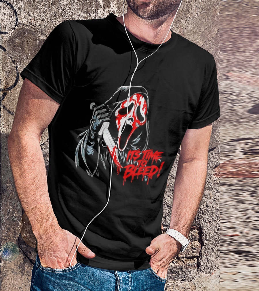 Ghost Face Time To Bleed Horror Iconic Scream Mask T-Shirt
