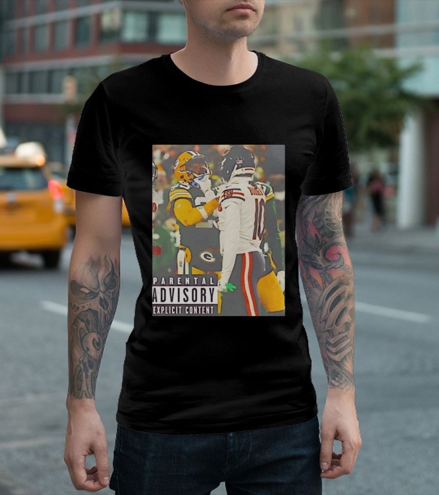 Green Bay Packers Vs Chicago Bears Rivalry Parental Advisory Explicit Content T-Shirt