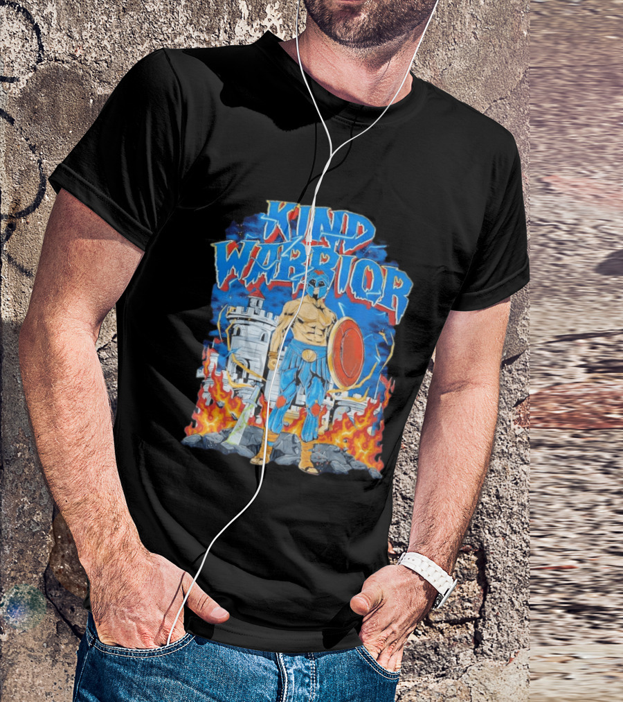 Kind Warrior Castle Flames Comic Hero T-Shirt