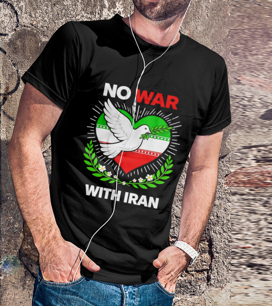 No War With Iran Dove Peace Heart Flag T-Shirt