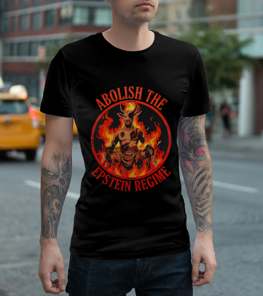 Abolish The Epstein Regime Goat Demon In Flames T-Shirt