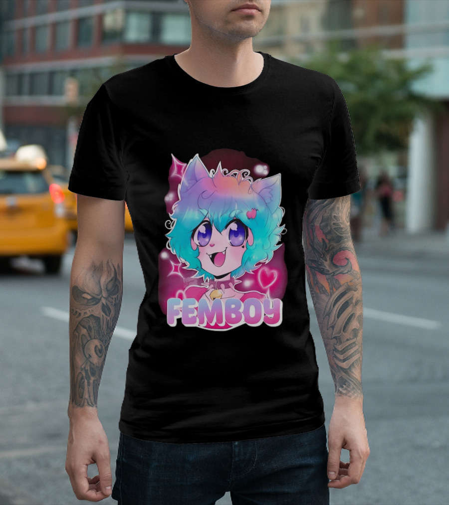 Femboy Anime Pastel Cat Ears Kawaii Aesthetic Cute T-Shirt