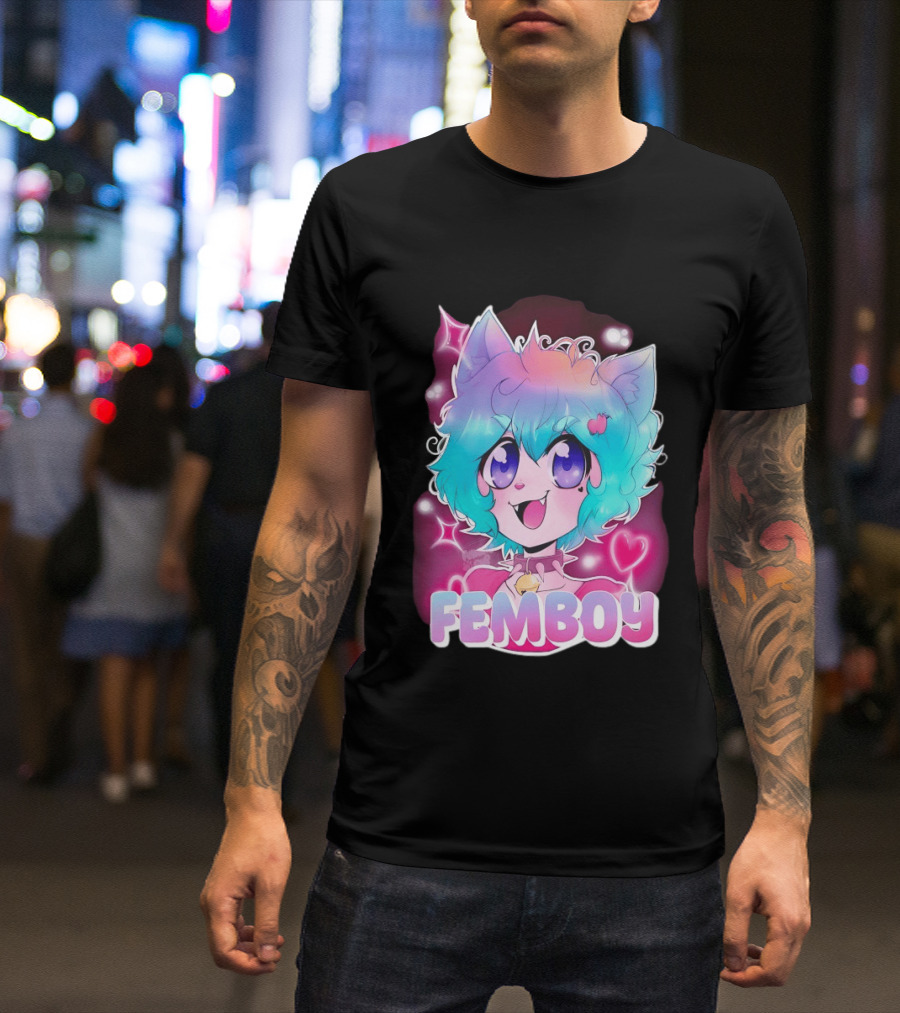 Femboy Anime Pastel Cat Ears Kawaii Aesthetic Cute T-Shirt