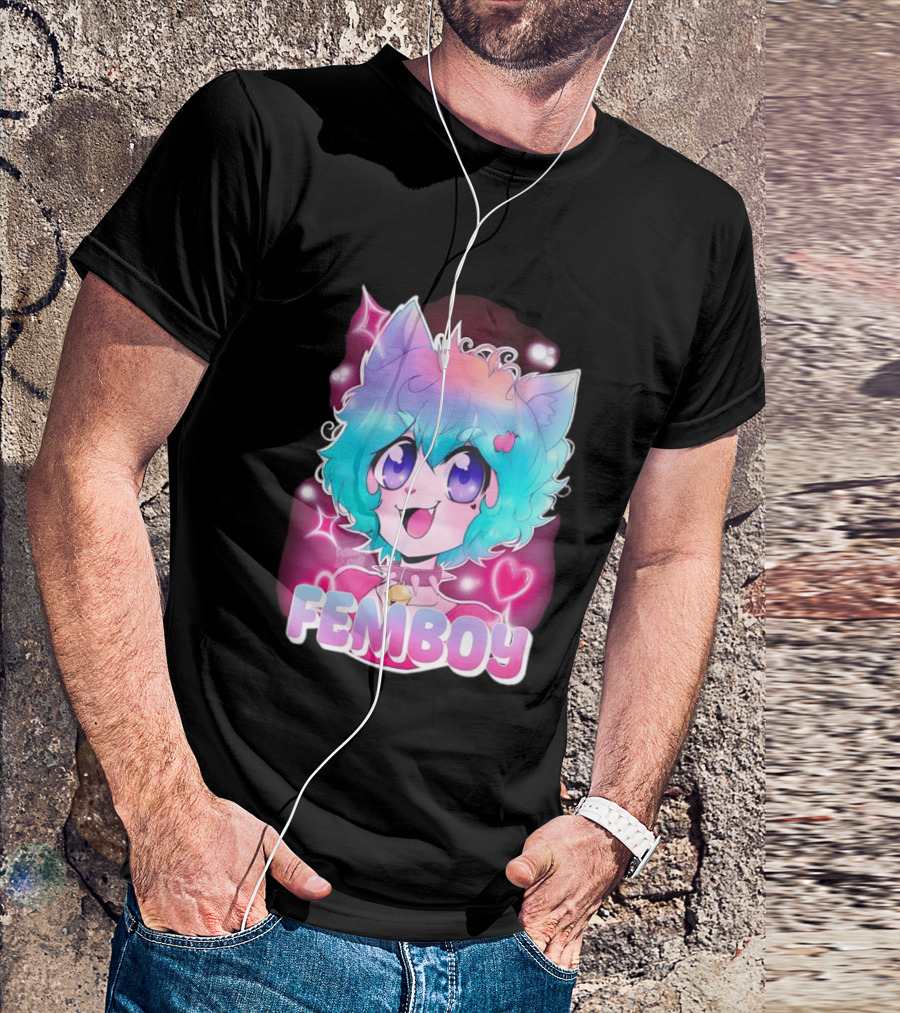 Femboy Anime Pastel Cat Ears Kawaii Aesthetic Cute T-Shirt