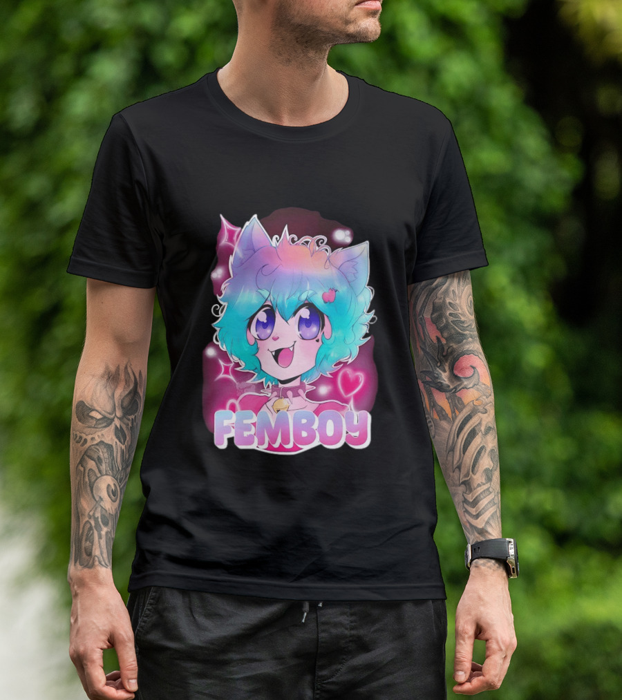 Femboy Anime Pastel Cat Ears Kawaii Aesthetic Cute T-Shirt