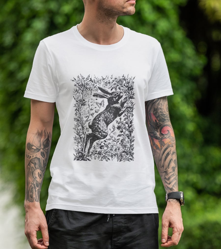 Rabbit Among Flowers Vintage Cottagecore T-Shirt