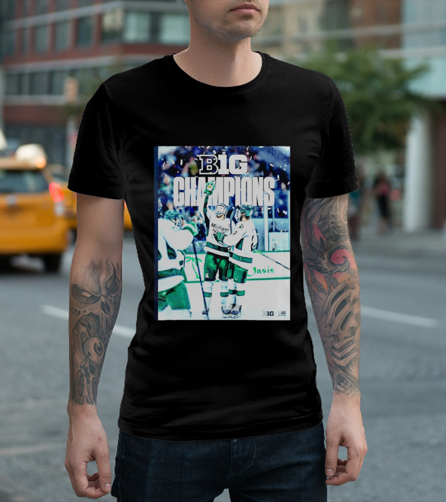 B1G Champions Michigan State Spartans Ice Hockey 2026 B1G Men's Hockey Regular Season Champs Back To Back T-Shirt