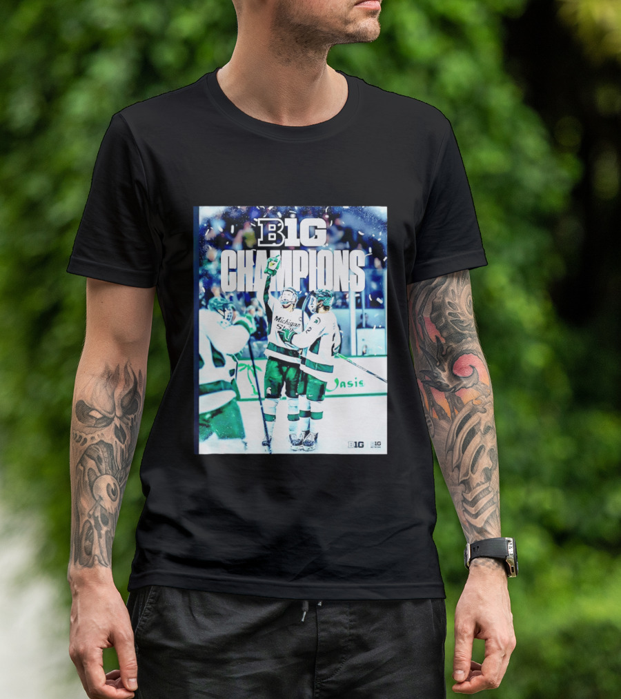 B1G Champions Michigan State Spartans Ice Hockey 2026 B1G Men's Hockey Regular Season Champs Back To Back T-Shirt