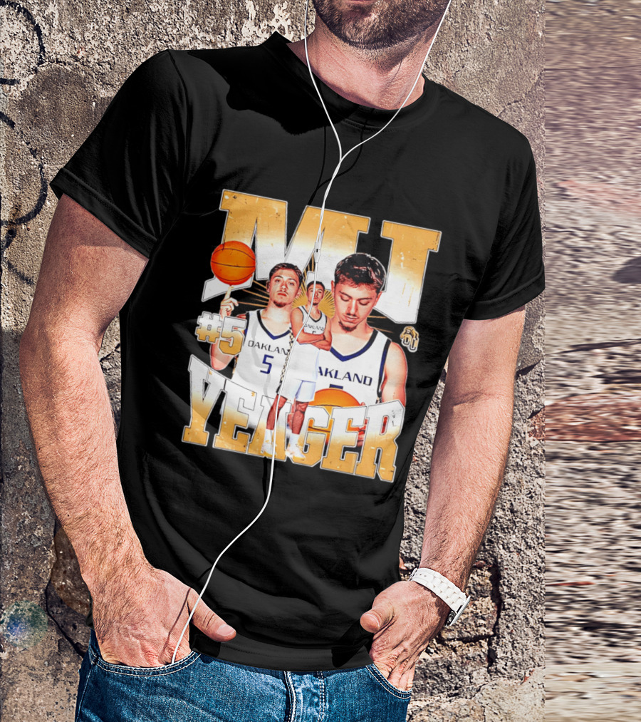 MJ Yeager Oakland Basketball #5 NCAA Player Collage T-Shirt