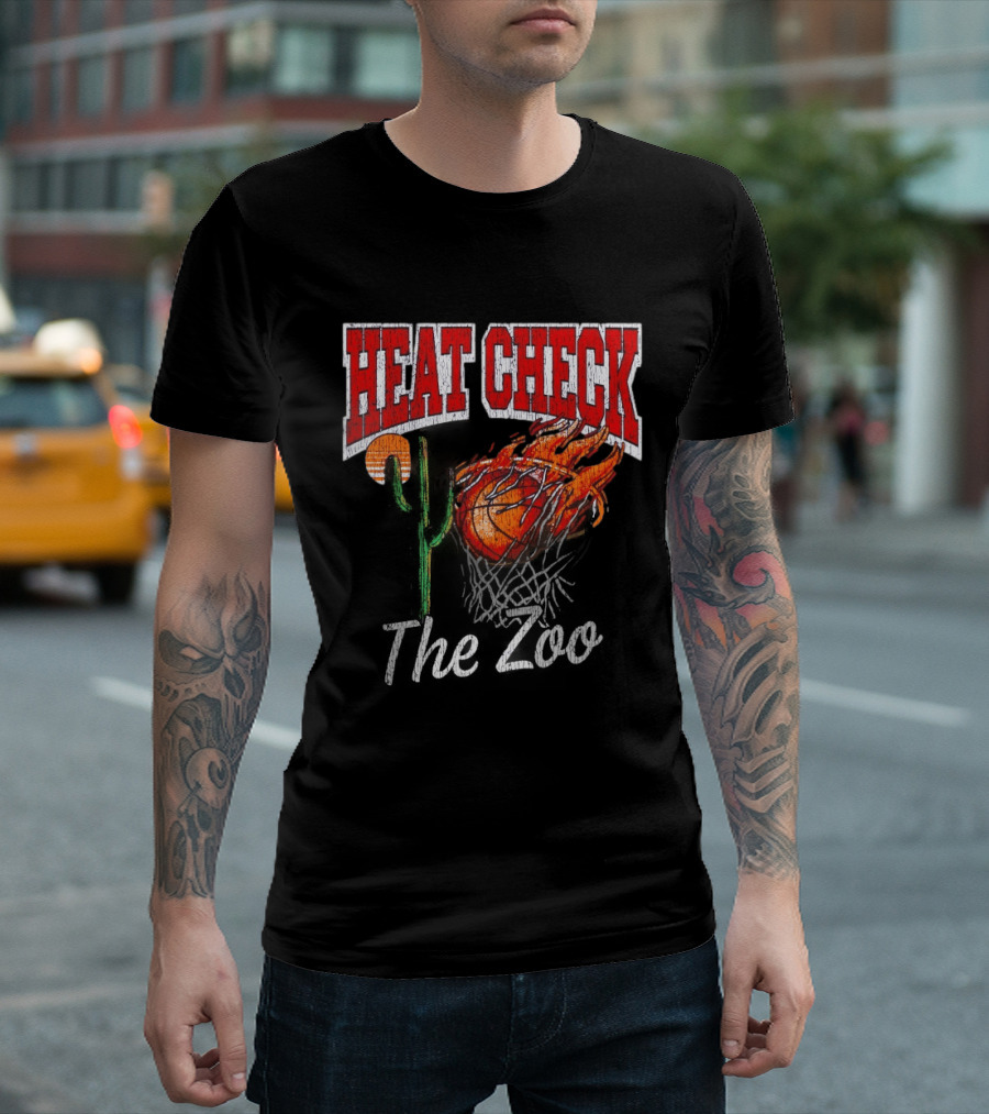 Heat Check The Zoo Flaming Basketball Cactus T-Shirt