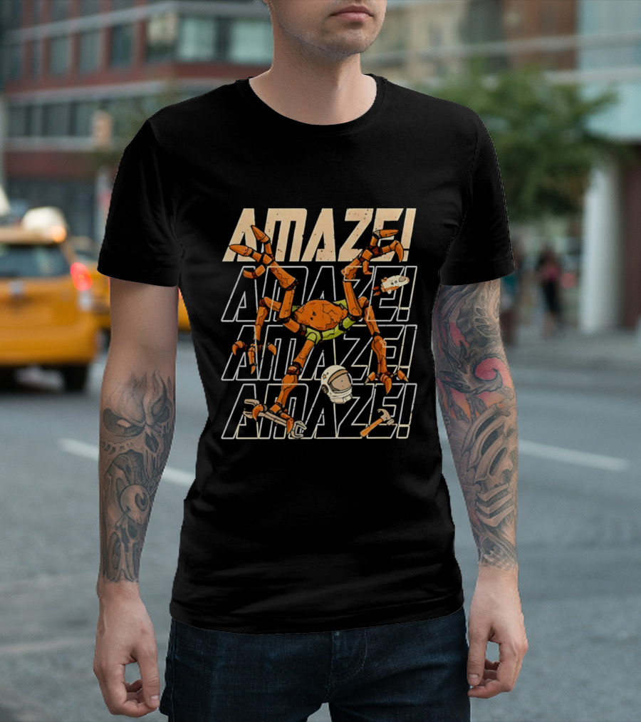 Project Hail Mary 2026 Rocky Amaze! Repeated Text With Orange Crab Robot T-Shirt