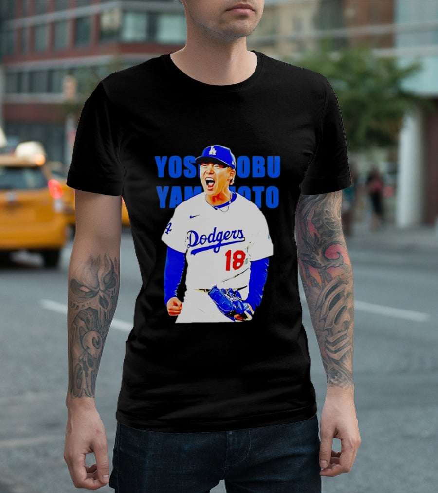 Yoshinobu Yamamoto Los Angeles Dodgers 18 Scream T-Shirt