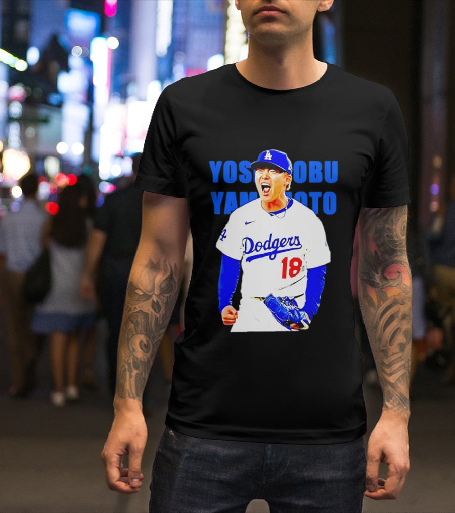 Yoshinobu Yamamoto Los Angeles Dodgers 18 Scream T-Shirt