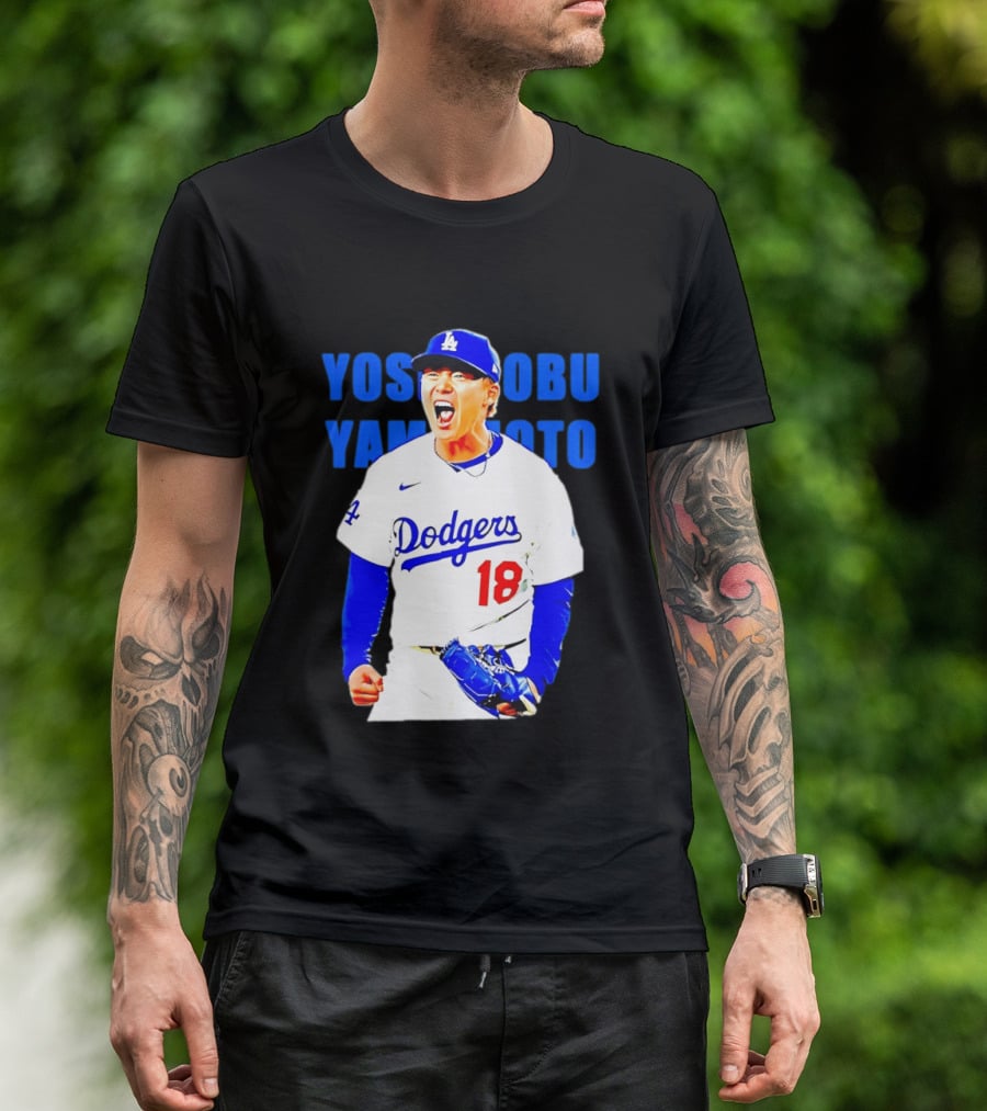 Yoshinobu Yamamoto Los Angeles Dodgers 18 Scream T-Shirt