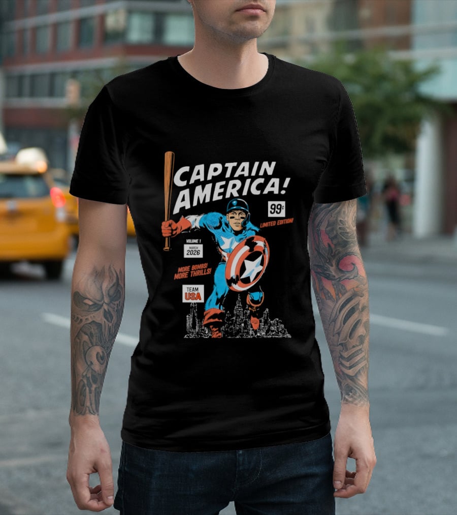 Captain America 99 Aaron Judge More Bombs New York USA Heroic Thrills T-Shirt