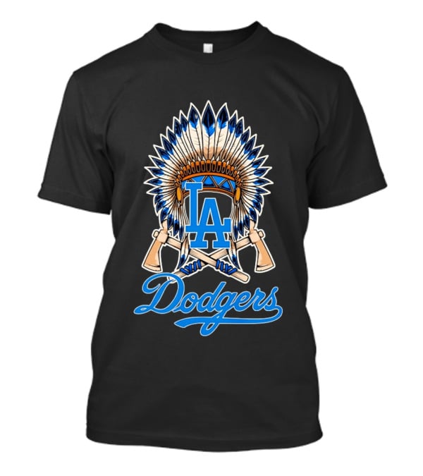 Los Angeles Dodgers Native American Headdress LA T-Shirt