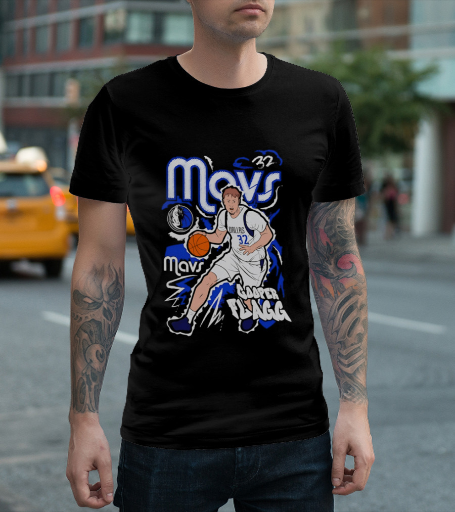 Mavs 32 Cooper Flagg Dallas Mavericks Basketball Player Paint T-Shirt