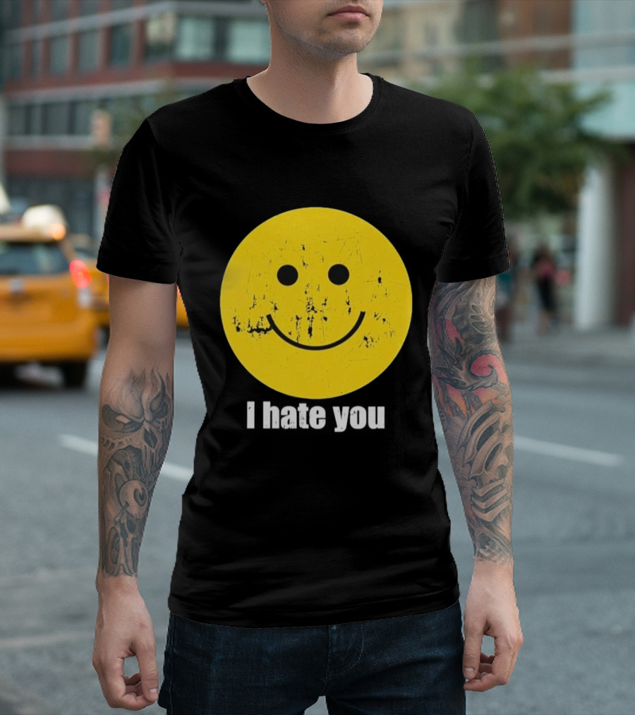 Harry I Hate You Smiley Face Distressed Grunge T-Shirt