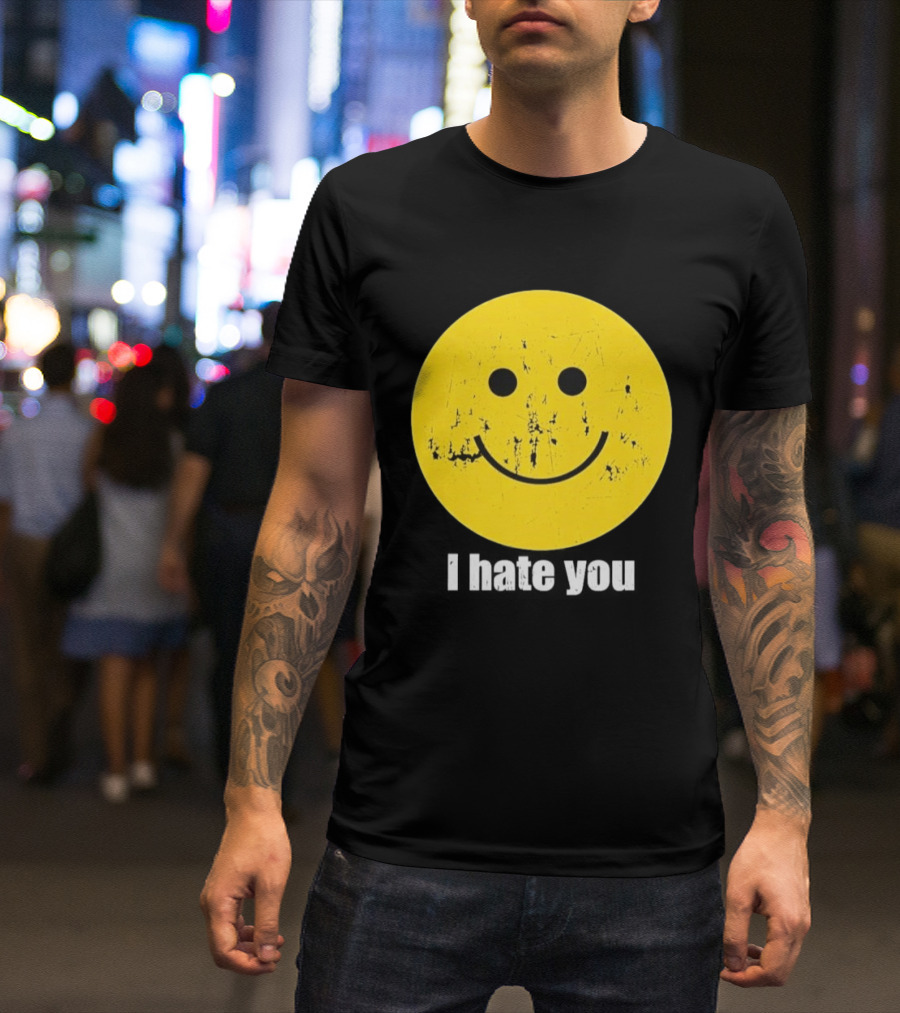 Harry I Hate You Smiley Face Distressed Grunge T-Shirt