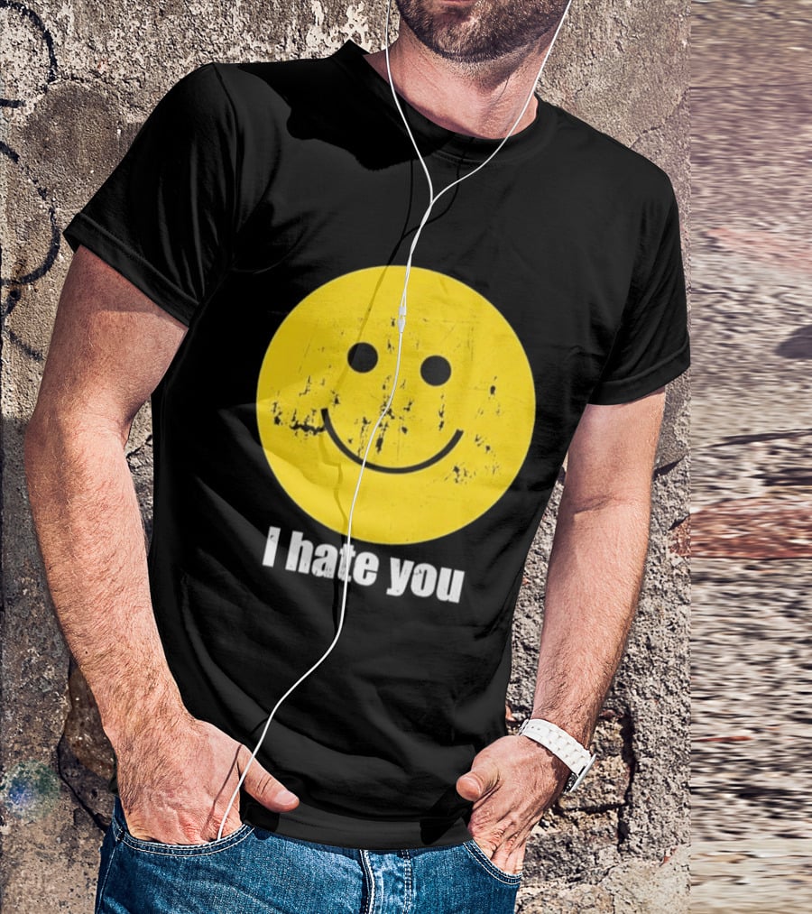 Harry I Hate You Smiley Face Distressed Grunge T-Shirt