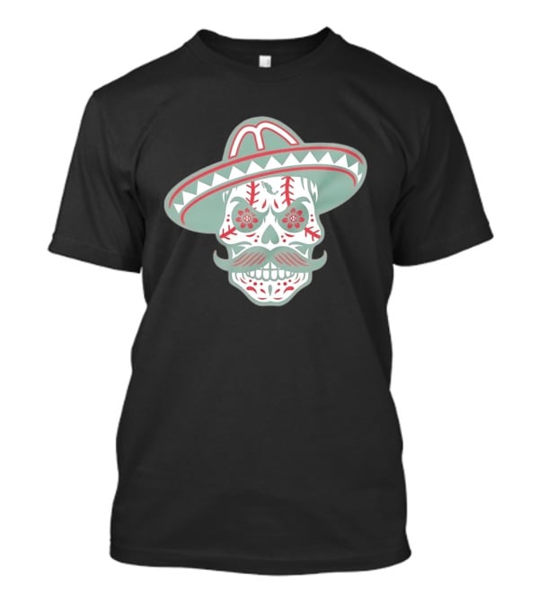 Sugar Skull Sombrero Baseball Team Mexico Nacho Alvarez Jr T-Shirt