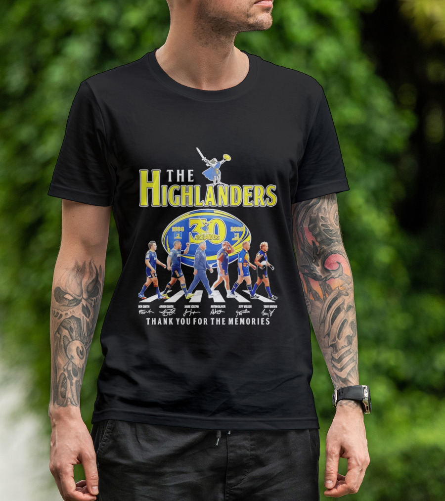The Highlanders 30th Anniversary 1996 2026 Thank You For The Memories Rugby Players And Swordman Abbey Road T-Shirt
