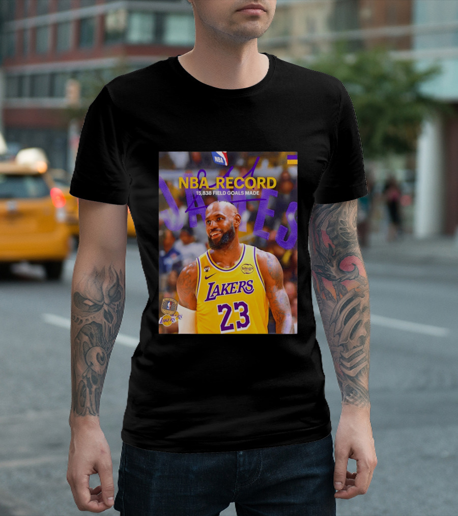 NBA Record LeBron James 15838 Field Goals Made Lakers 23 T-Shirt