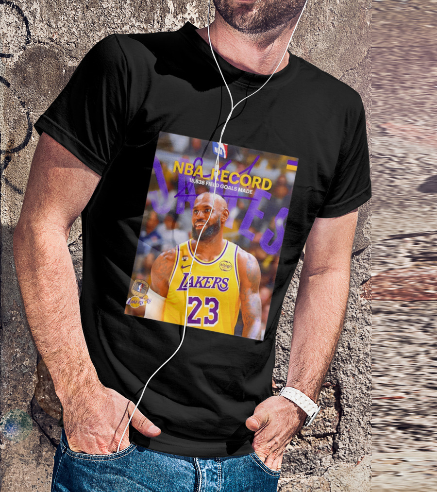NBA Record LeBron James 15838 Field Goals Made Lakers 23 T-Shirt